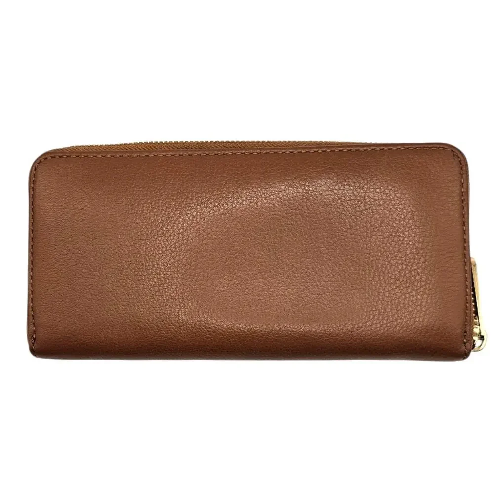 Michael Kors Brown Jet Set Travel Continental Leather Wallet with Gold Hardware
